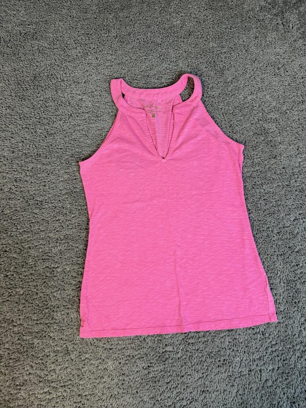 Lilly Pulitzer Tank Womens XS Pink Halter Lightweight Cotton Polyester Jersey
